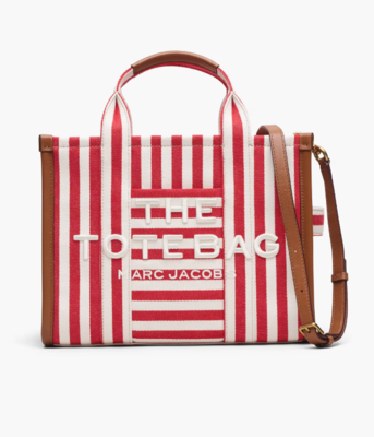 Tote medium lona rayas red
